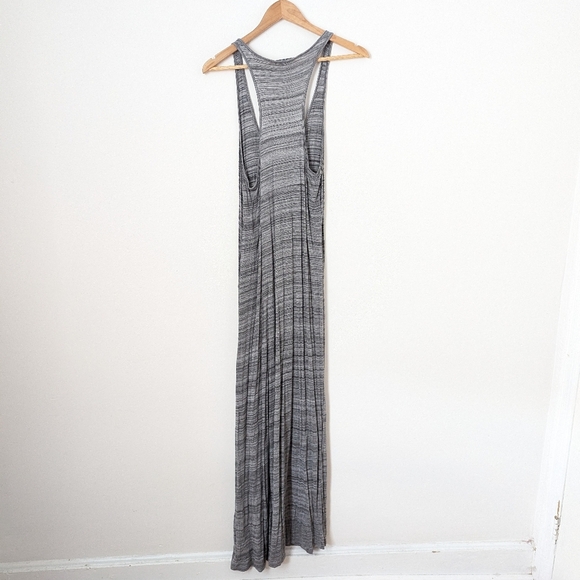 Vince Heathered Grey Lightweight Soft Jersey Racerback Scoop Neck Maxi Dress - Picture 5 of 6